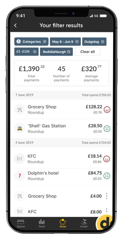 Dozens mobile app filter results